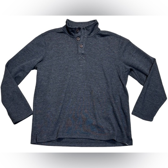Eddie Bauer Pullover‎ Sweater Mens Size Large Gray 1/4 Button Ribbed Mock Neck - Picture 1 of 7